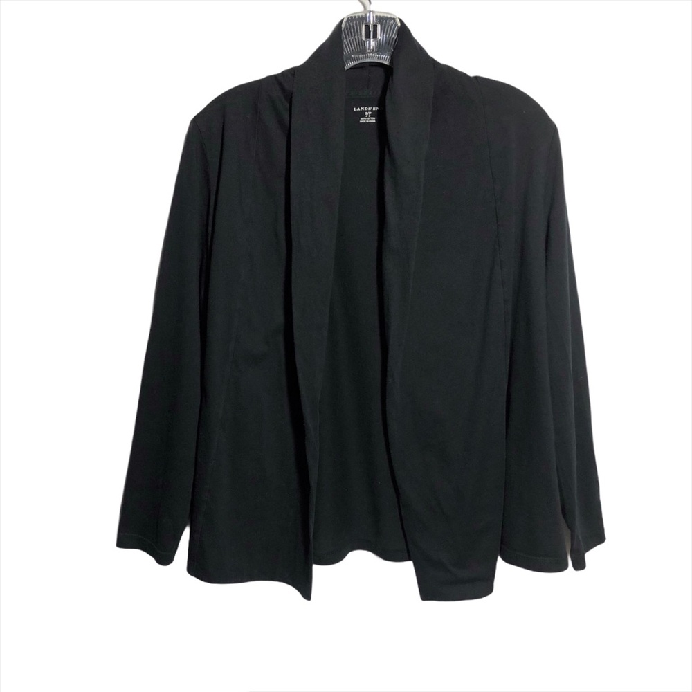 Lands End open front cotton cardigan black Sz SP